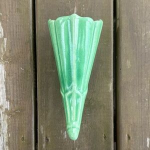 Vintage McCoy Teal Aqua Green Glaze Cornucopia Wall Pocket Wall Vase Planter